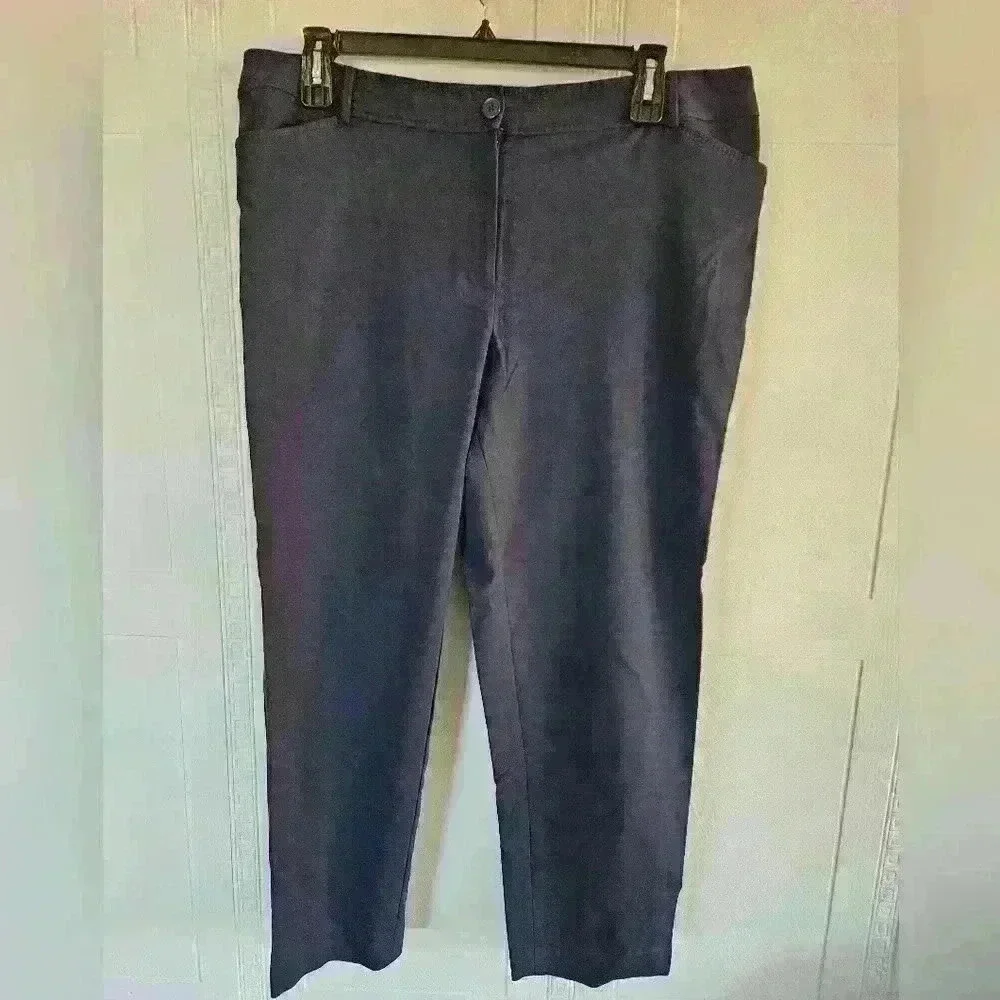 Talbots Navy Blue Hampshire Ankle Flat Front High-Waist Pants Plus 18W EUC